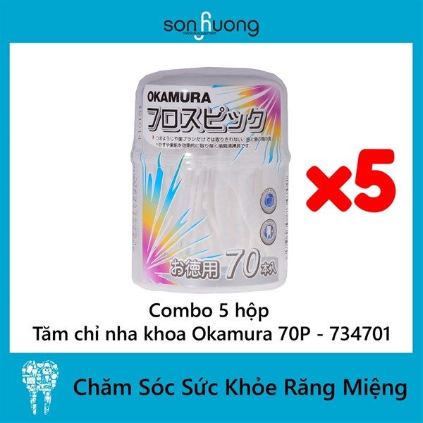 Combo Tăm chỉ nha khoa Okamura 70P - 734701 (5 gói)