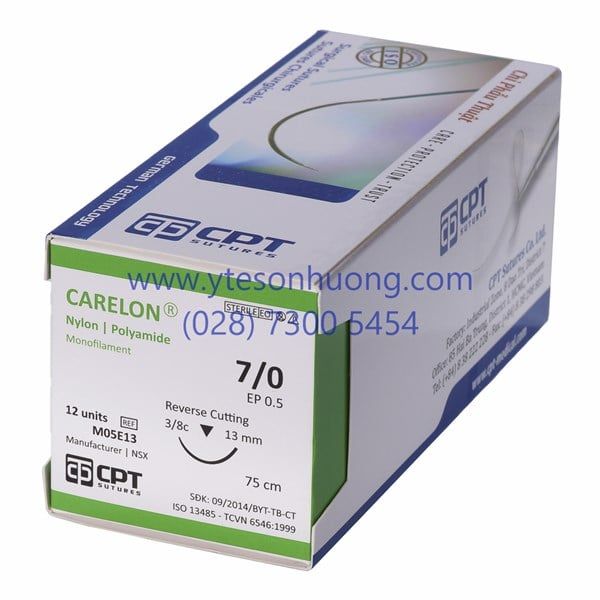 Chỉ phẫu thuật CPT Nylon 7/0 M05E13 Dài 75 cm, kim tam giác, Dài 13 mm, 3/8c