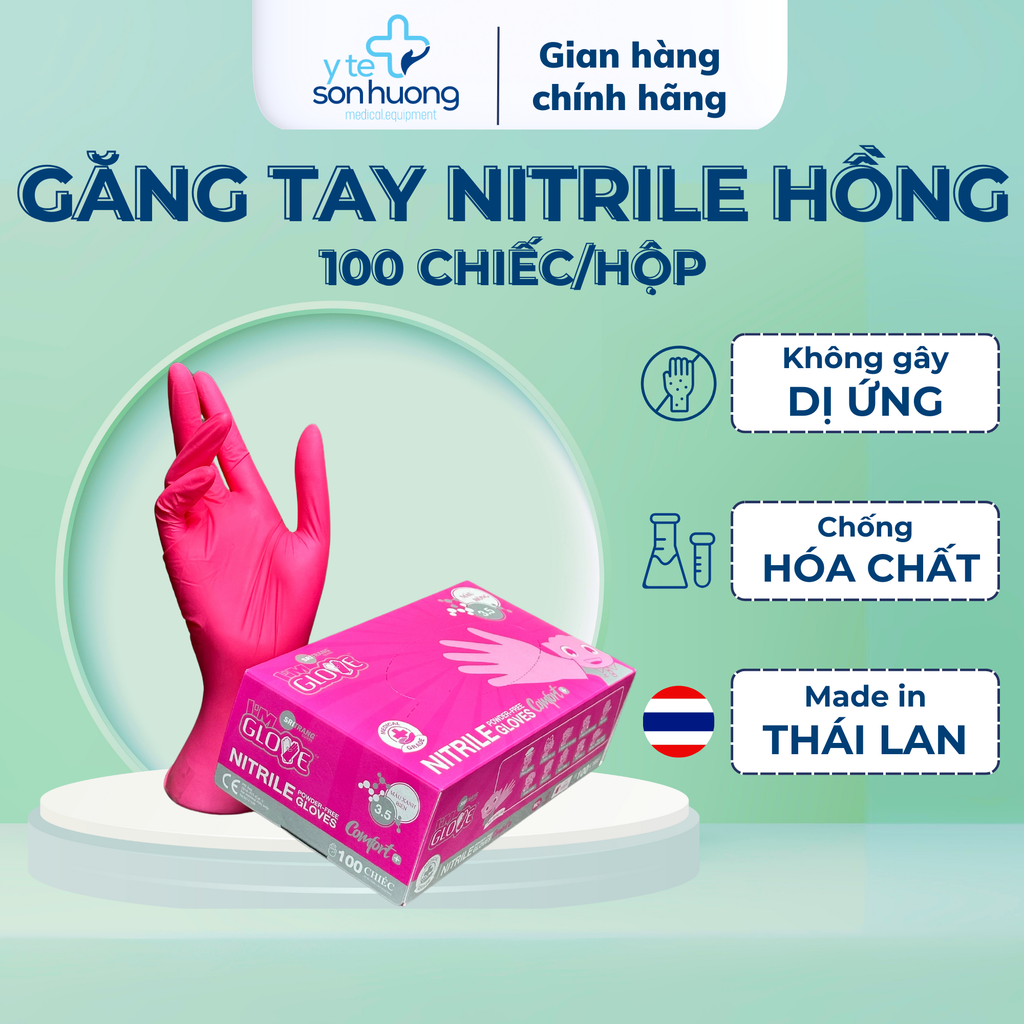 Găng tay y tế cao cấp Nitrile I'm Gloves Comfort+ (Pinky) 3.5gr (Màu hồng)