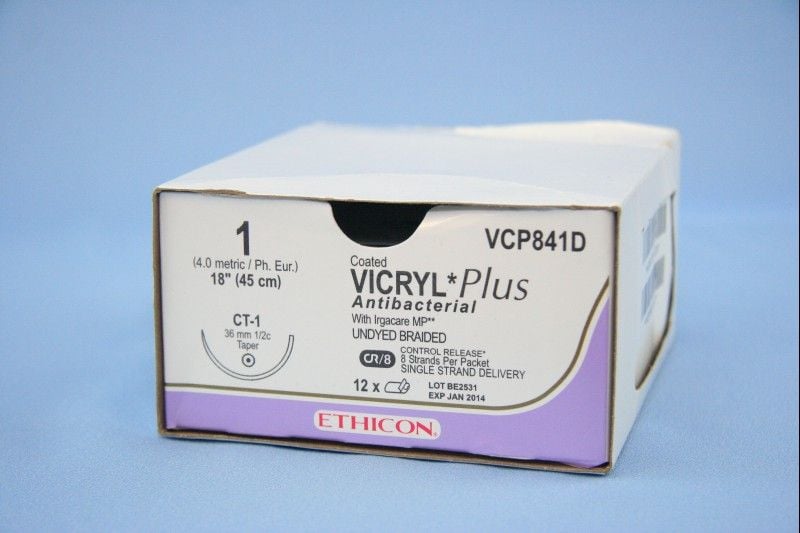 Chir phẫu thuật Vicryl Plus Vi 1 90cm 40mm 1/2c Ct Vcp359h
