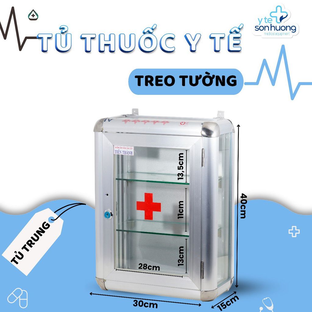 Tủ thuốc y tế gia đình trung (40 x 30 x 15cm)