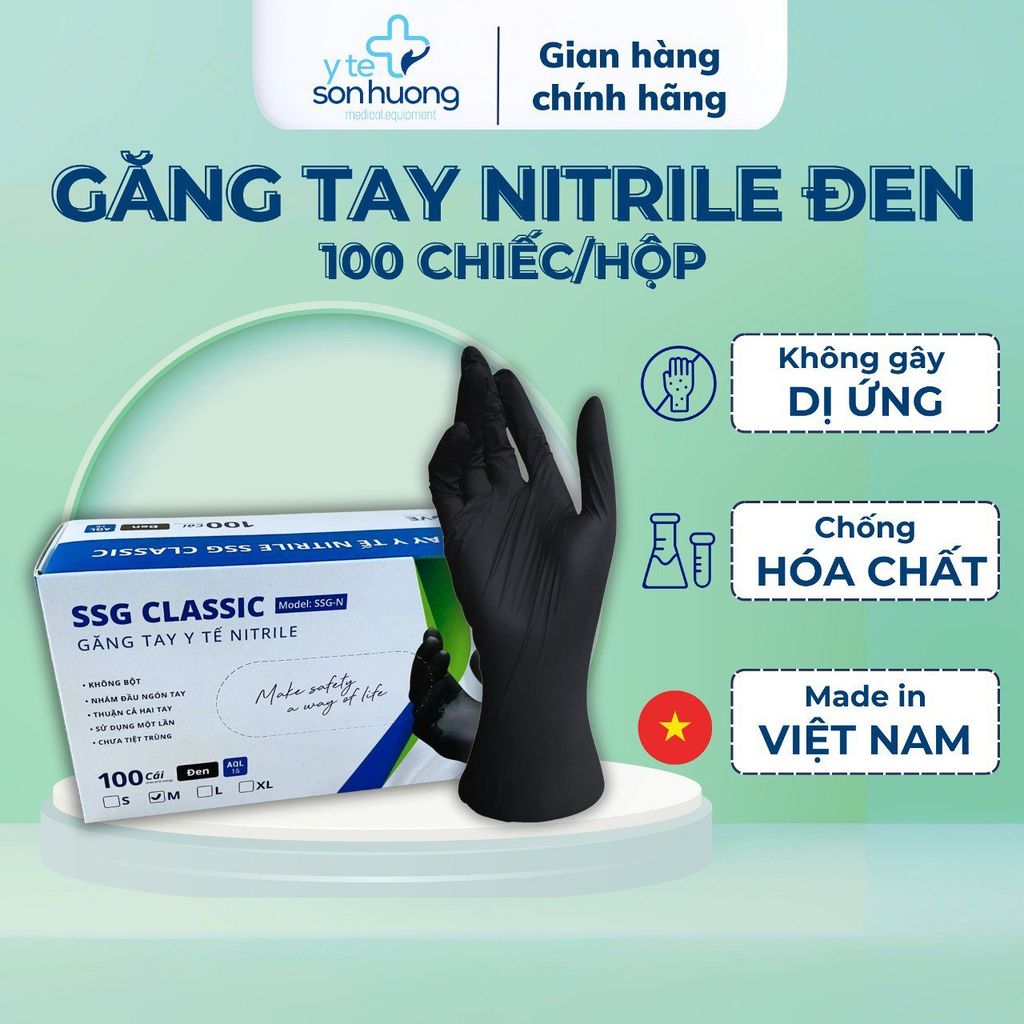 Găng tay Nitrile SSGlove 3.5g màu đen