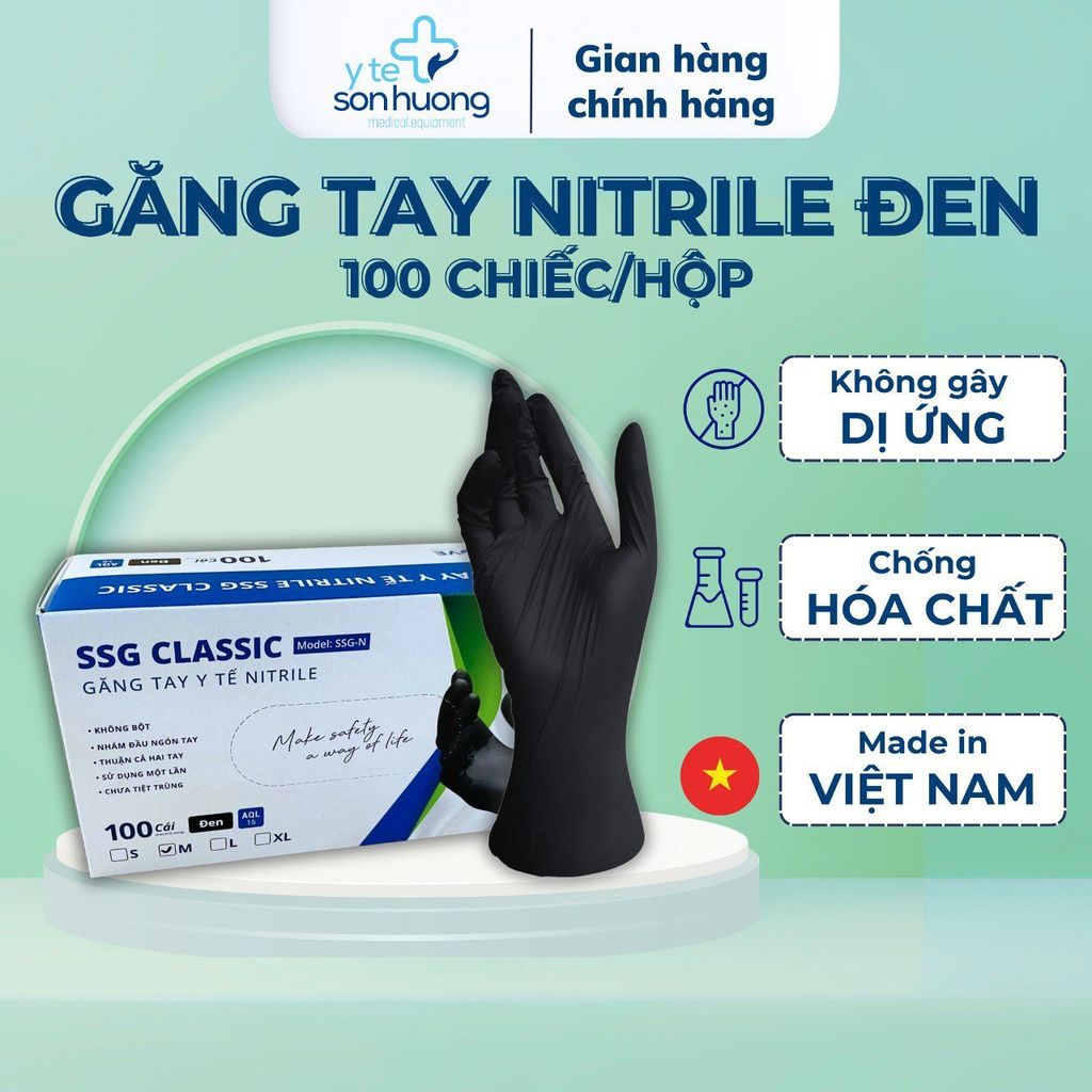 Găng tay nitrile 3.5g màu đen SSGlove