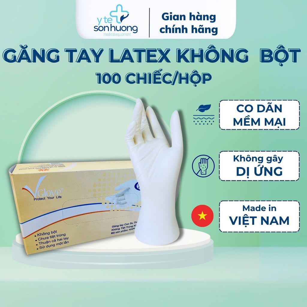 Găng tay y tế không bột phủ Polymer Vglove 5.4gr