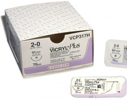 Chir phẫu thuật Vicryl Plus Vi 2/0 70cm 26mm 1/2c Jb Taper Vcp317h