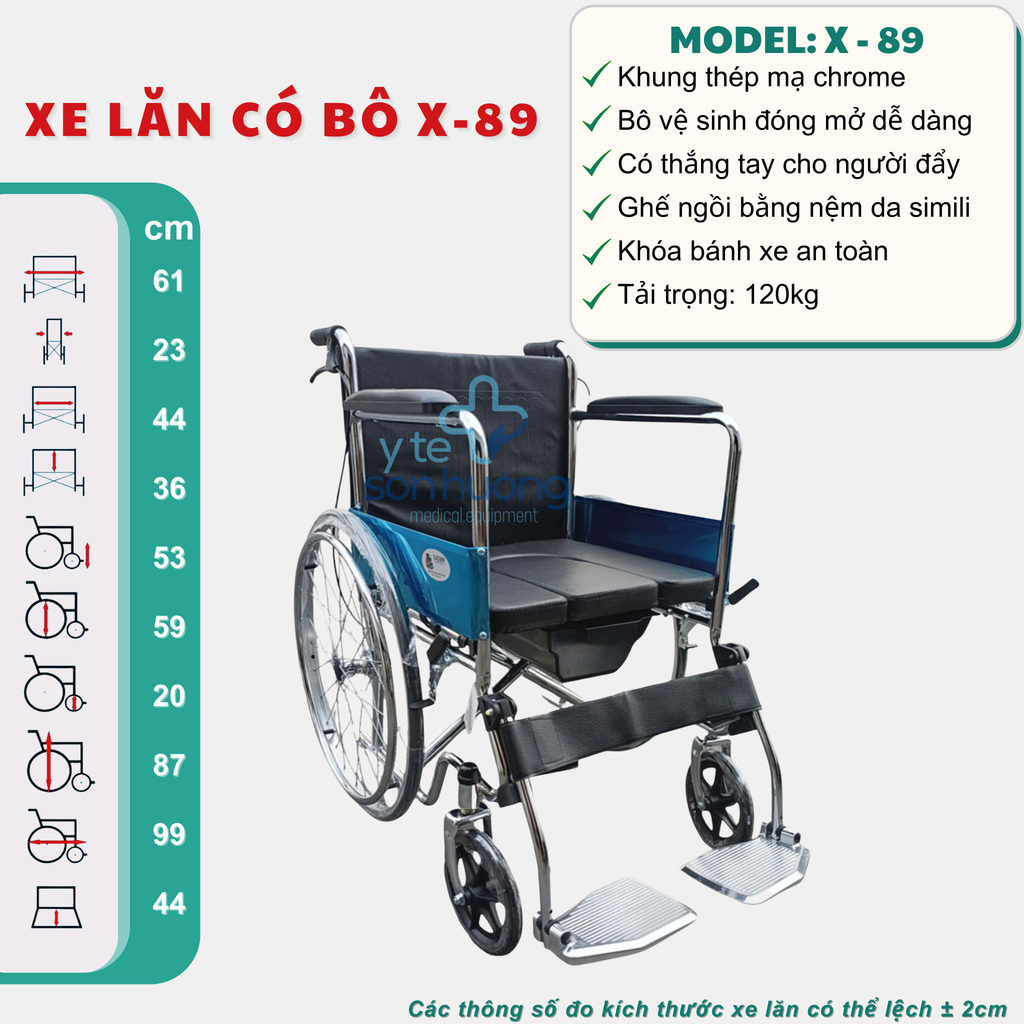 Xe Lăn Bô Lucass X-89/XK89 Có Thắng Tay