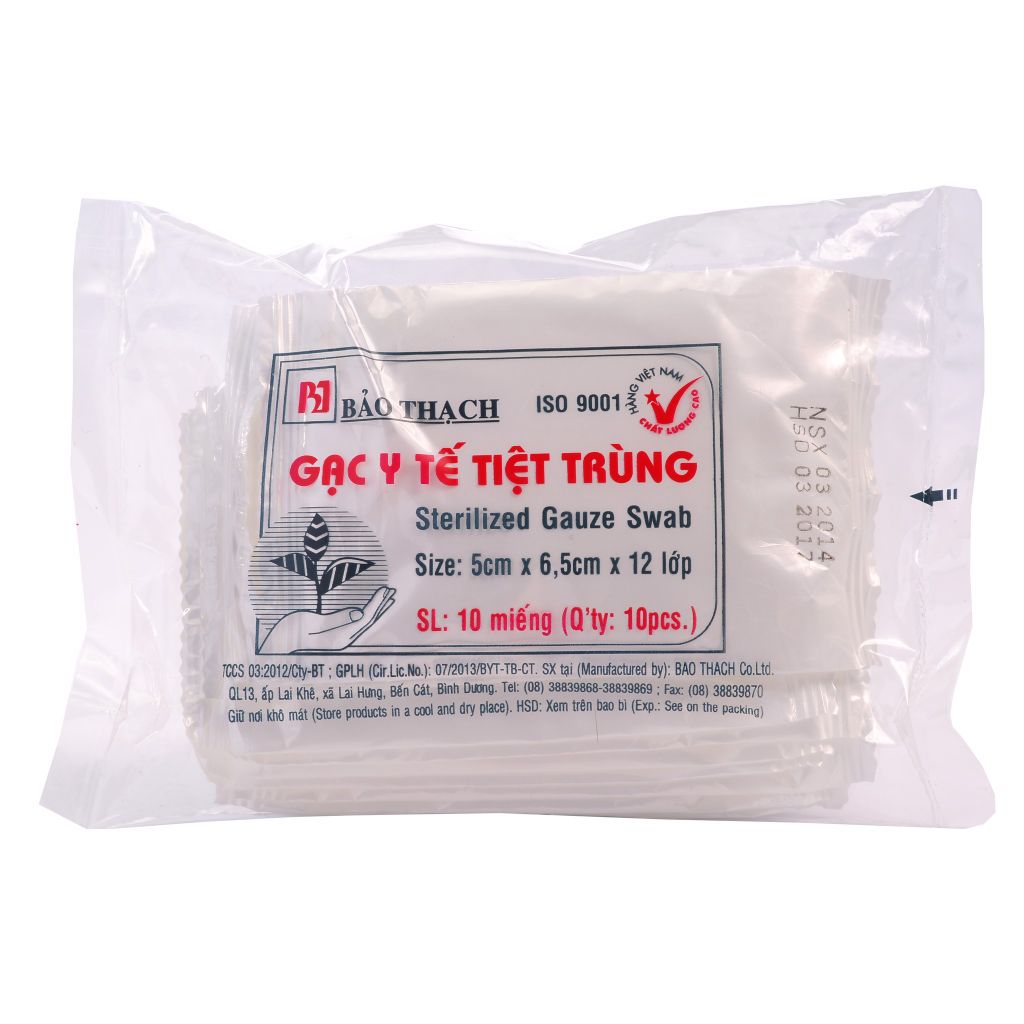 Gạc miếng 5 cm x 5 cm x 8 lớp Bảo Thạch