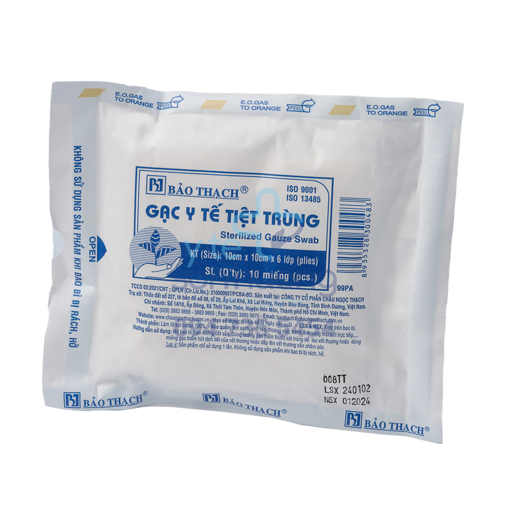 Gạc miếng Tiệt Trùng Bảo Thạch 10cm x 10cm x 6 lớp