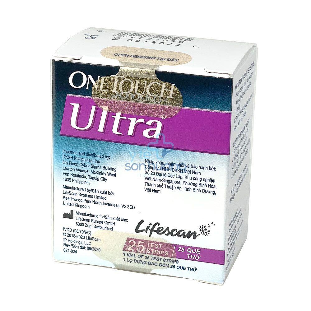 Que thử đường huyết Onetouch Ultra 25 (lọ 25 que)