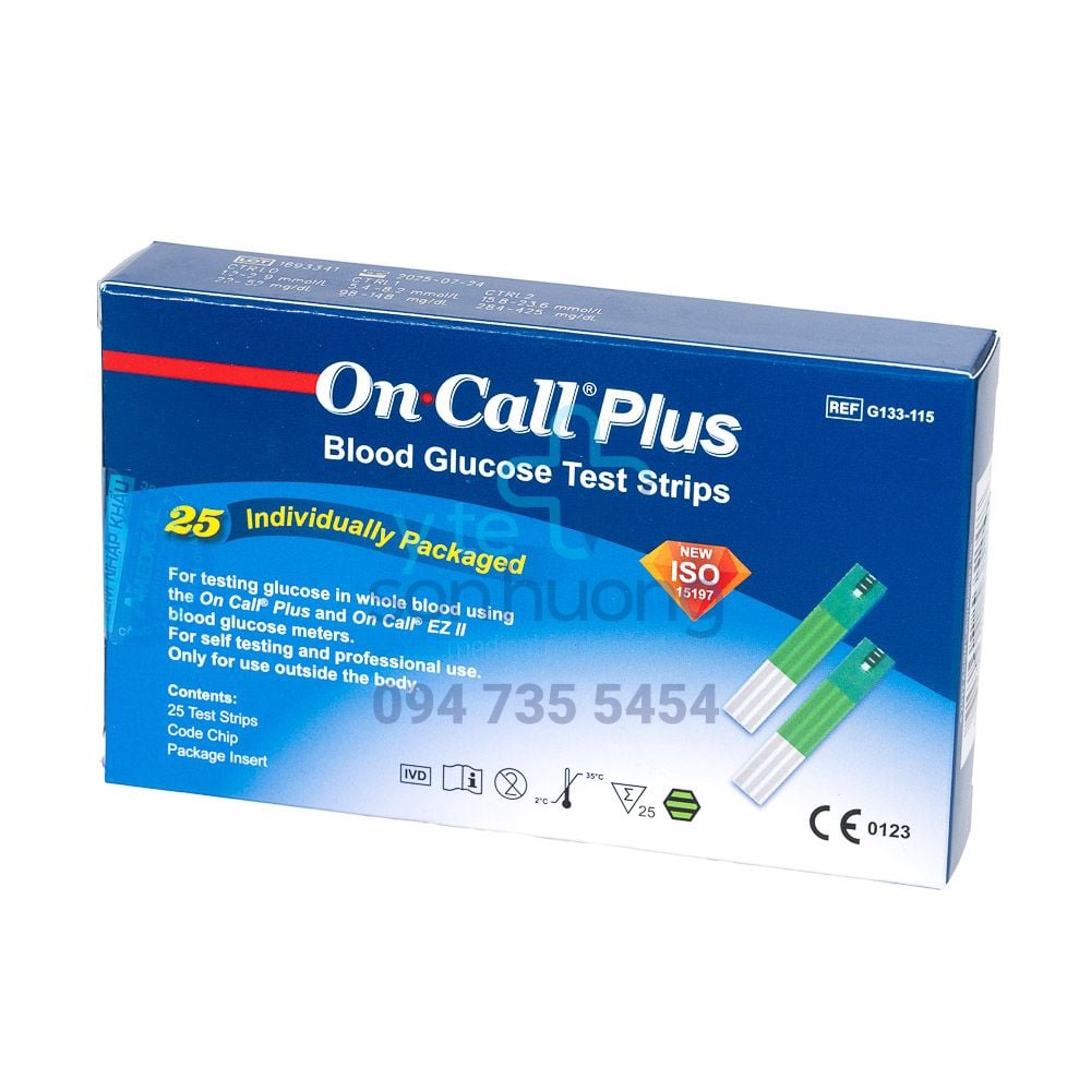 Que thử đường huyết On Call Plus (hộp 25 que)