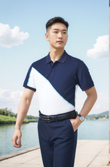 Áo polo nam thiết kế phối màu in Tezo - 25APCH069