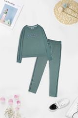 Áo bộ nỉ nữ cổ tròn in chữ Enioy Tezo - 22ANOT006