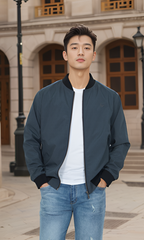 Áo gió nam cổ bomber lót poly HT hình học Tezo - 24AGBH023