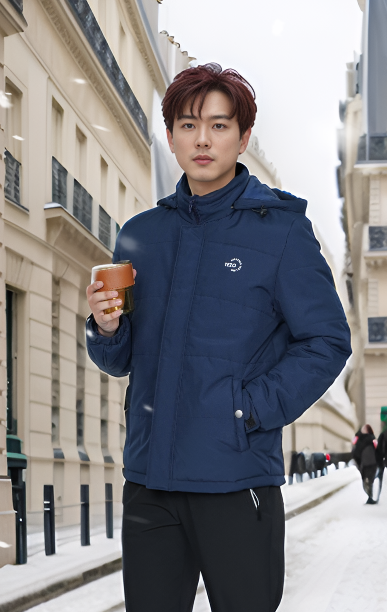 Áo phao nam thiết kế trần bông có mũ Tezo - 24APTB003