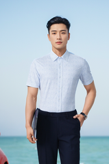 Áo sơ mi cộc tay nam Knit chống nhăn họa tiết, slimfit Tezo - 25SMCH022