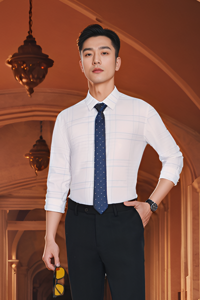 Áo sơ mi nam dài tay sợi tre form body kẻ caro Tezo - 24SMDC027
