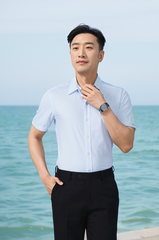 Áo sơ mi cộc tay nam Knit chống nhăn họa tiết, slimfit Tezo - 25SMCH021
