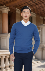 Áo len nam cổ tim thiết kế phối màu Tezo - 24ALIT007