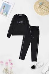 Áo bộ nỉ nữ cổ tròn in chữ Enioy Tezo - 22ANOT006