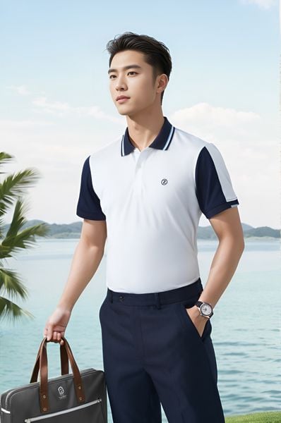 Áo polo nam thiết kế phối Tezo - 25APCT064