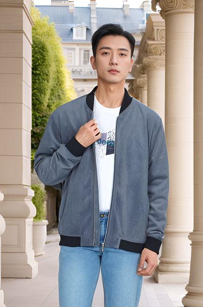 Áo khoác nỉ nhung cổ bomber cao cấp Tezo - 24AKBN003