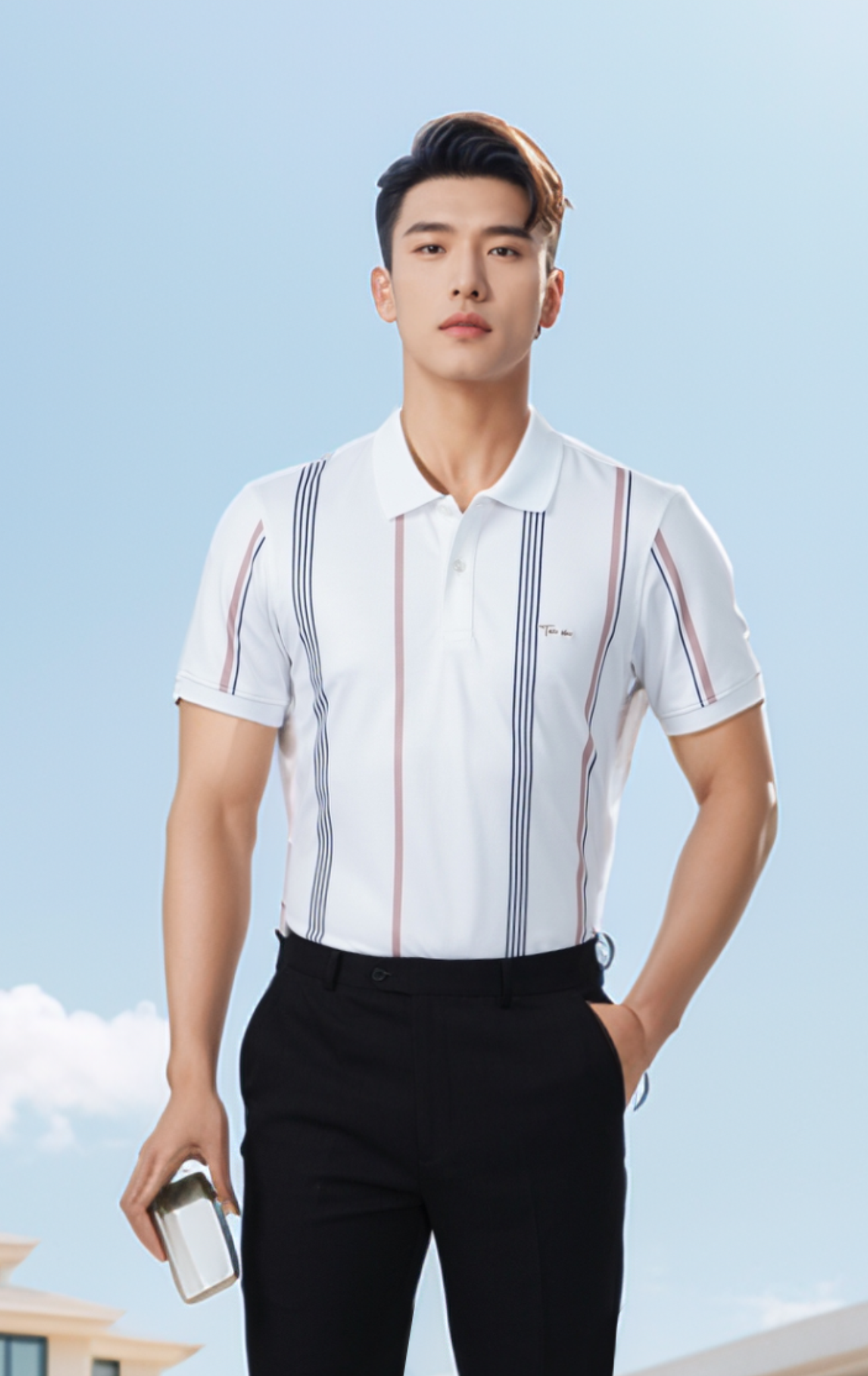 Áo polo nam thiết kế Premium Stripe Tezo - 25APCS073