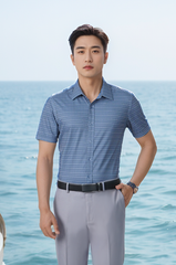 Áo sơ mi cộc tay nam Knit chống nhăn họa tiết, slimfit Tezo - 25SMCH020