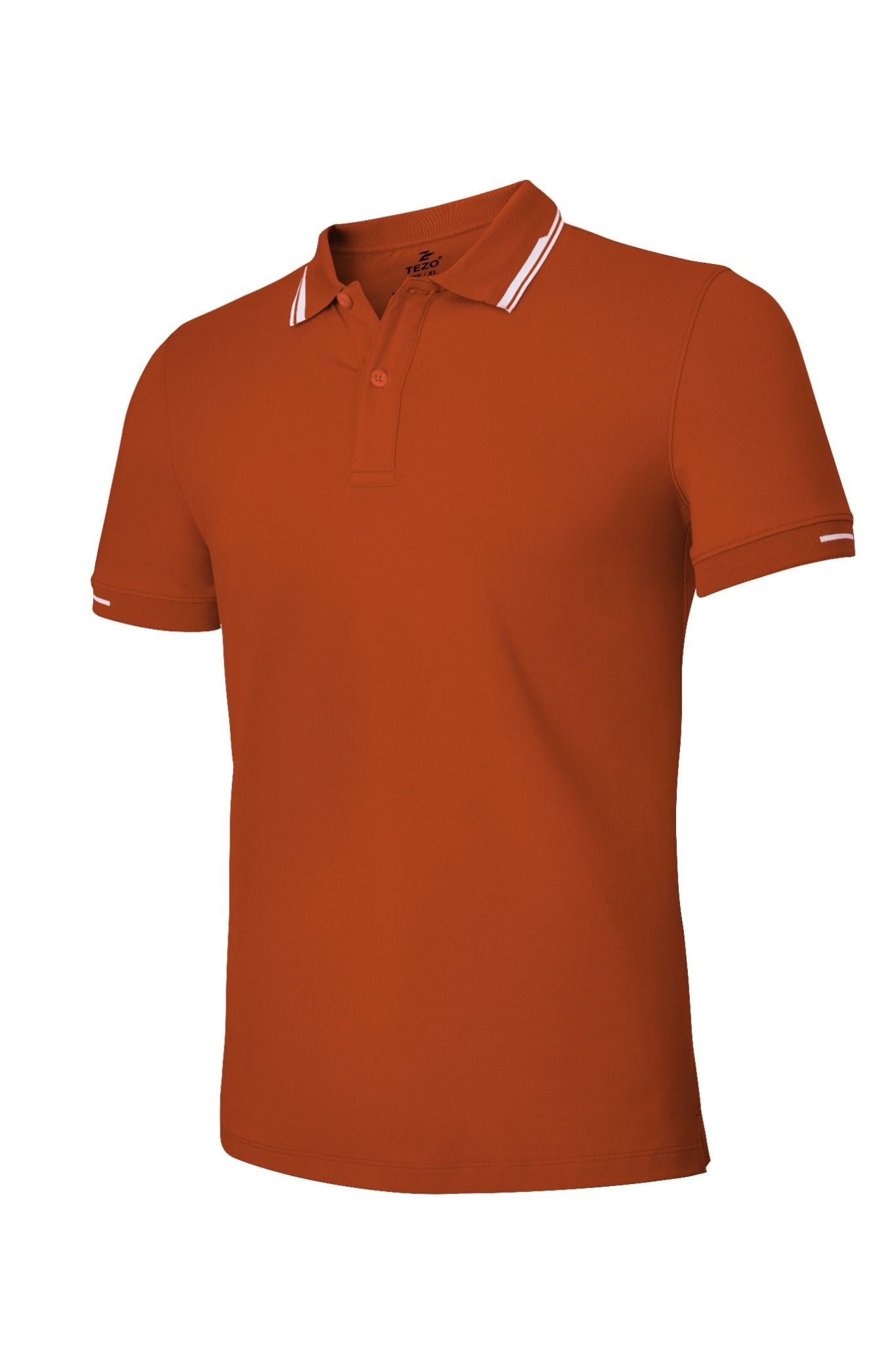 Áo polo bo tay dệt viền, cam đậm - 2106APCT12CAD (Nam)