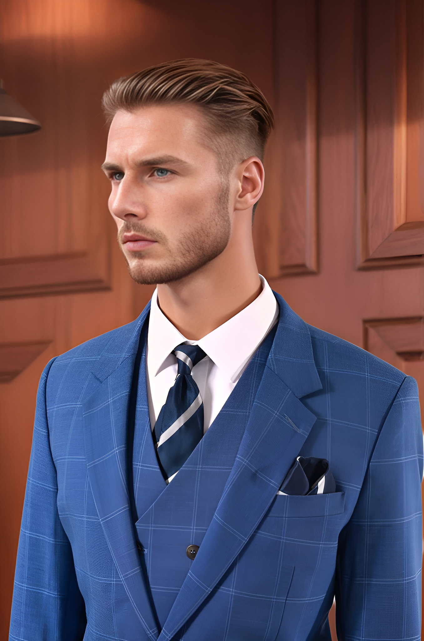 Áo vest caro, (Xanh nhạt) - 2101AVBC12XNH