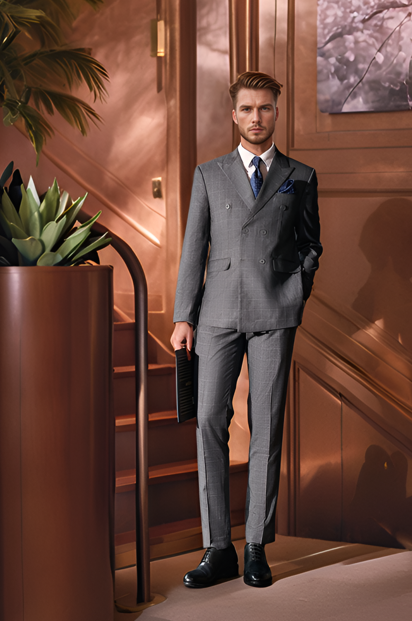 Áo vest 6 cúc kẻ caro Tezo - 22AVBC025