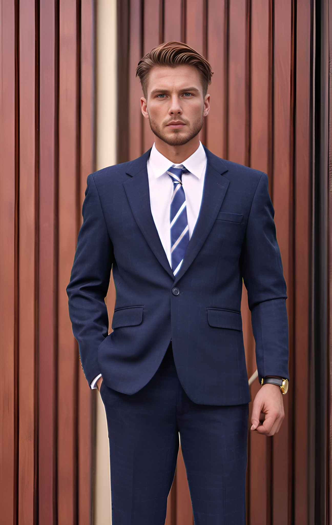 Áo vest 1 cúc họa tiết Tezo - 22AVBH018