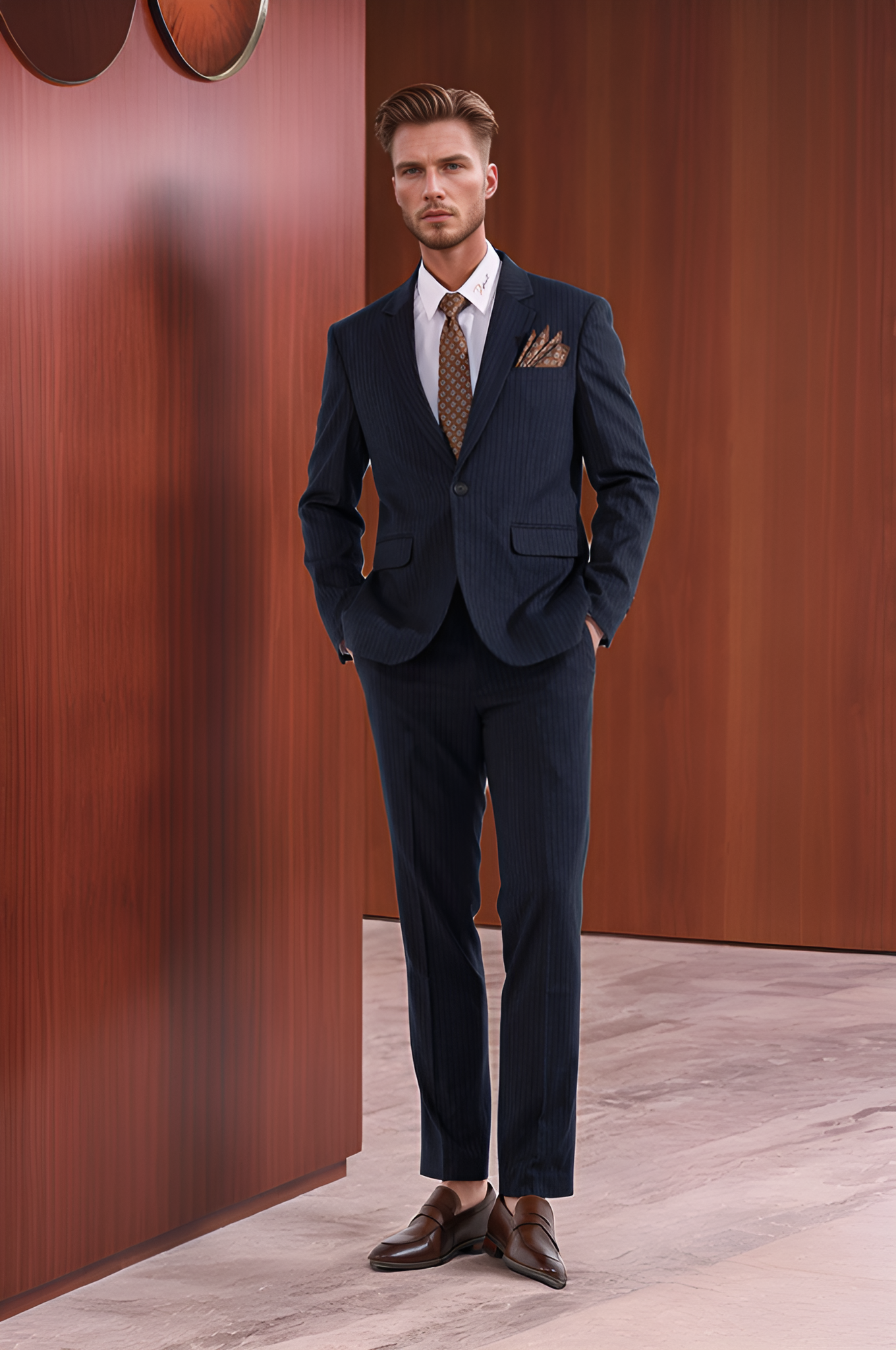 Áo vest 1 cúc kẻ sọc Tezo - 22AVBS030