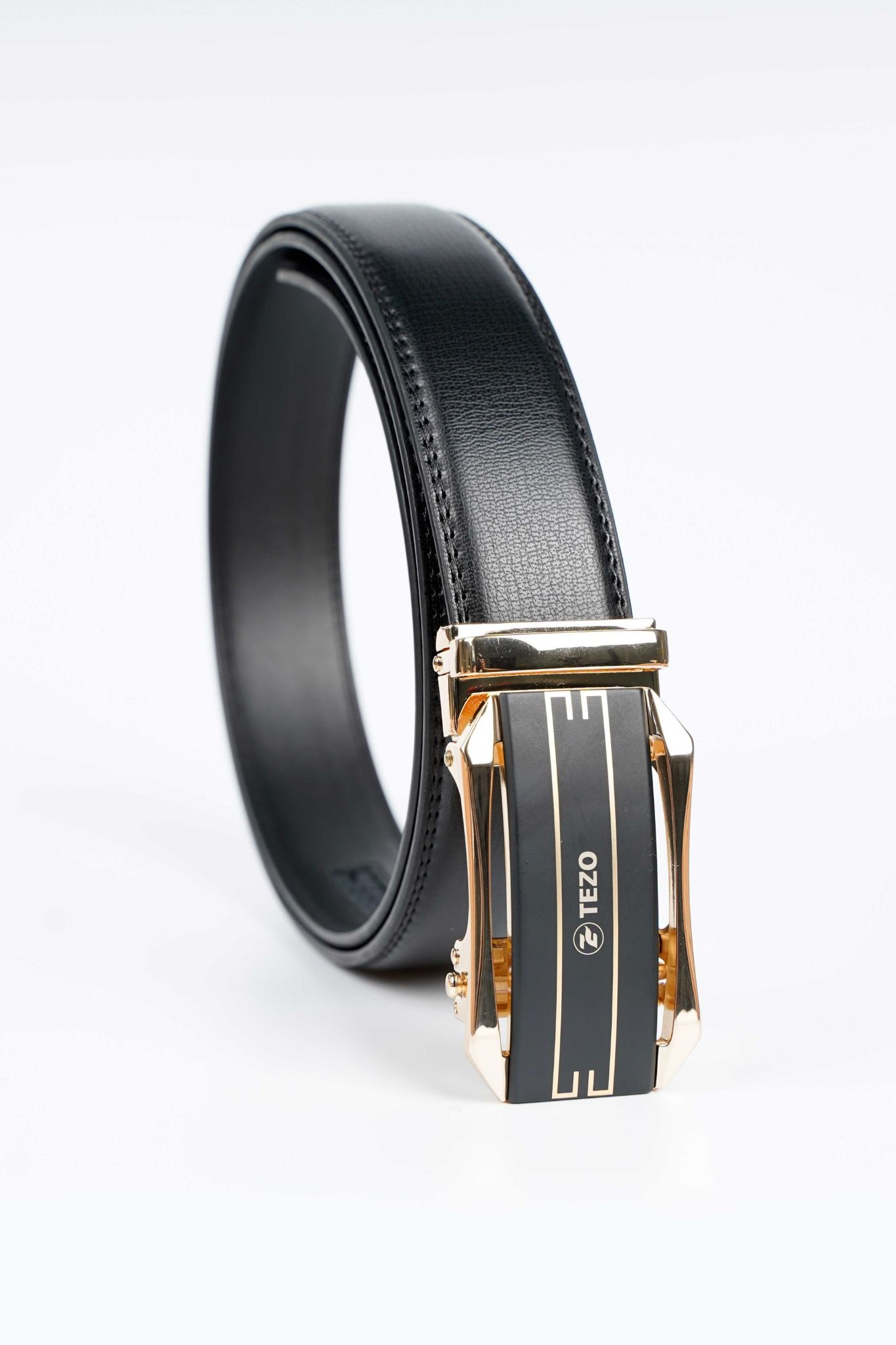 Thắt lưng nam đen mặt lăn thiết kế Tezo - 2109DLL34901XAT