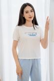 ÁO nữ kẻ cộc tay in hoạ tiết ngực Tezo - 2202AOBK01