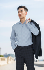 Áo sơ mi nam dài tay sợi tre form body kẻ caro Tezo - 24SMDC029