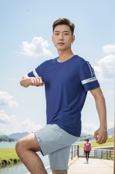 Bộ áo phông nam thể thao in tay Tezo 25APOH036 - Quần đùi gió nam thể thao Ultra Short Tezo 25QDGT009