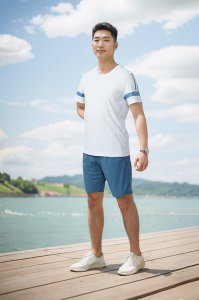 Bộ áo phông nam thể thao in tay Tezo 25APOH036 - Quần đùi gió nam thể thao Ultra Short Tezo 25QDGT009
