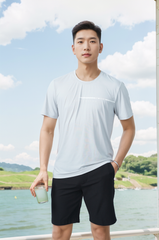 Bộ áo phông nam thể thao in ngực Tezo 25APOH039 - Quần đùi gió nam thể thao Ultra short Tezo 24QDGT008