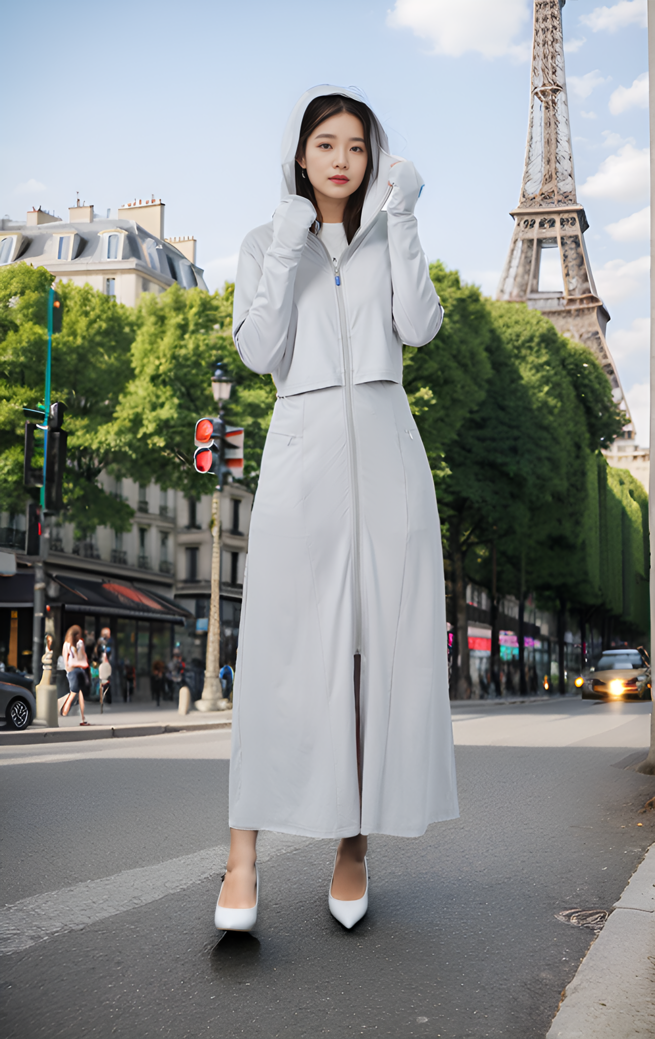 Áo chống nắng nữ dáng dài UV resistant Tezo - 25ACND010