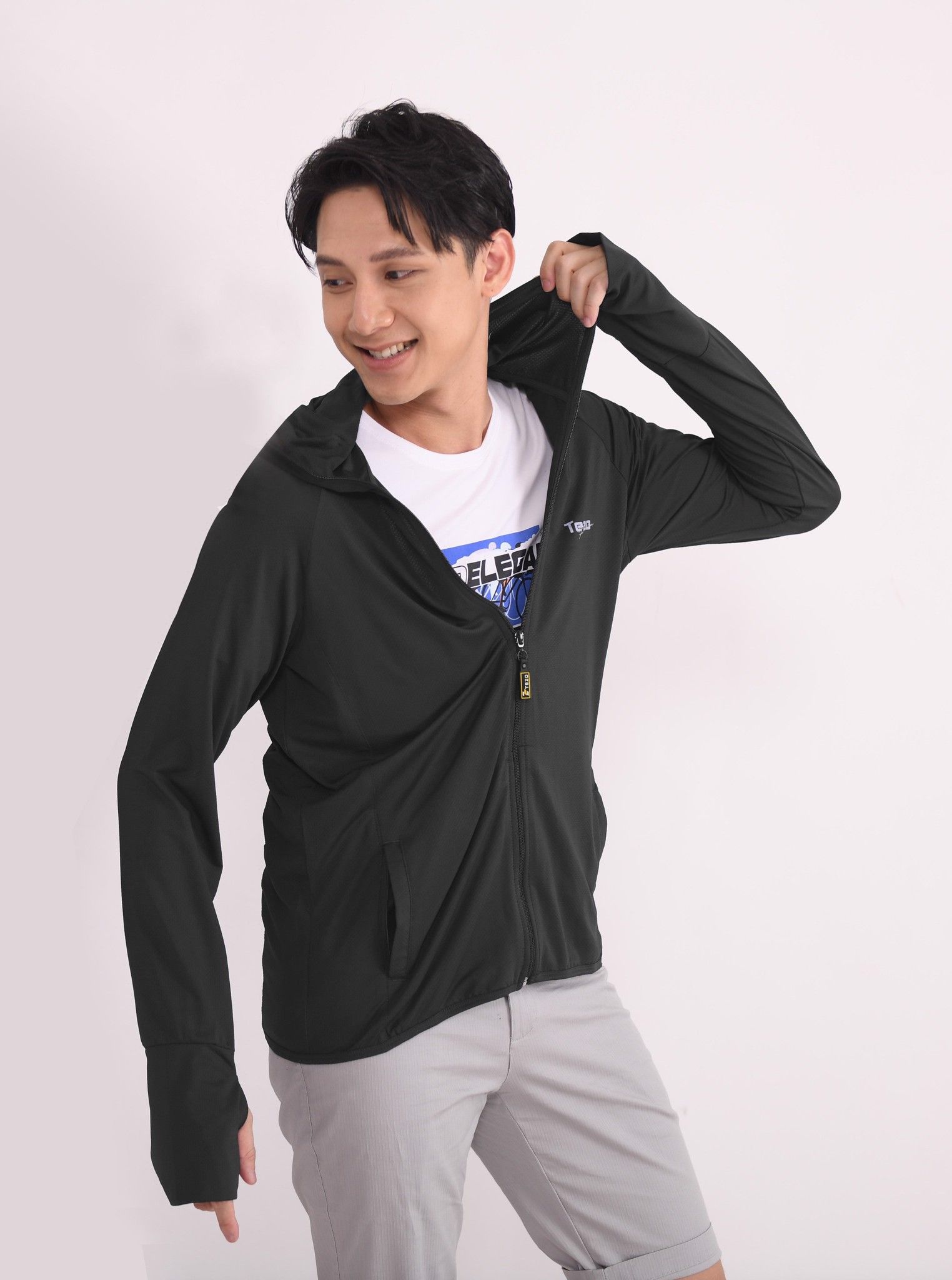 Áo chống nắng nam 1 lớp, đen - 2104ACNB01DEN