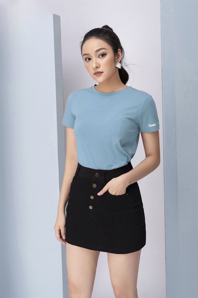 Áo nữ t.shirt trơn, xanh - 2104APKB001XAH