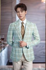 Bộ vest 2 cúc kẻ caro cao cấp Tezo - MAAO05