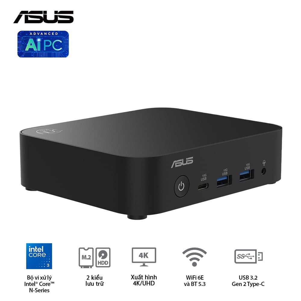 Bộ Mini PC Asus NUC 14 Essential RNUC14MNK355 ( NUC14MNK (N355)/1xDDR5-4800/1x M.2 22x80/2242 PCIe Gen3x4 /1x LAN/No-OS ) - RNUC14MNK3500000