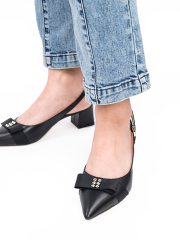 Slingback nơ gắn 6 đinh gót trụ 536SAM220604