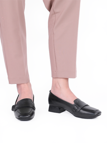 Giày công sở cao gót da thật đai vắt chéo mũi vuông 465UKA221110