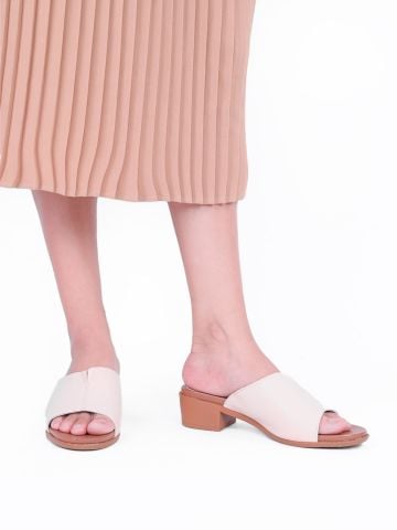 Guốc cao gót nữ da thật quai ngang