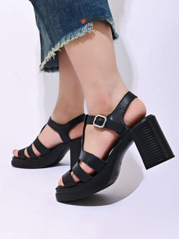 Sandal 8cm da dê đế đúp 3 quai ngang 2501-3