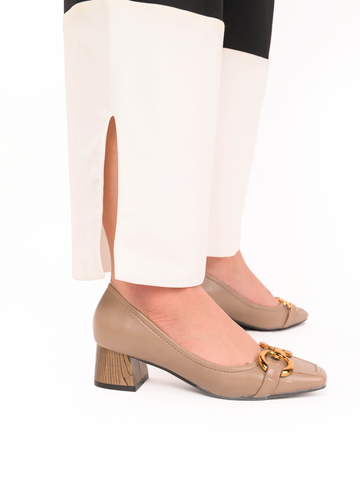 Giày cao gót nữ đế vuông khuy kim loạ i425UKA2203171