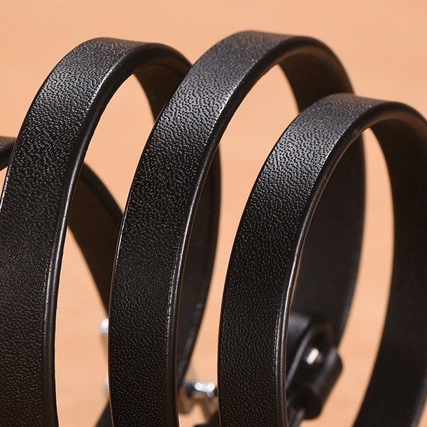 thắt lưng nữ da thật mặt hoa 4 cánh viền kim loại