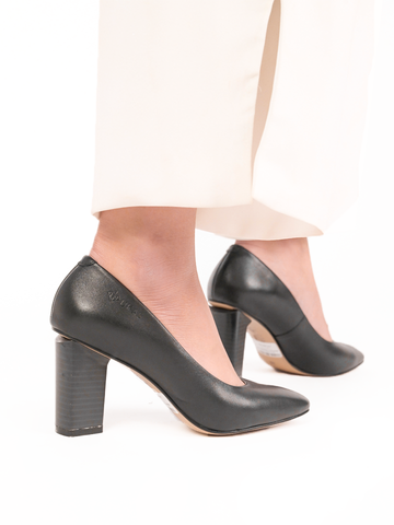 Giày công sở da thật UKAS gót tứ giác vân gỗ 46UKA211029